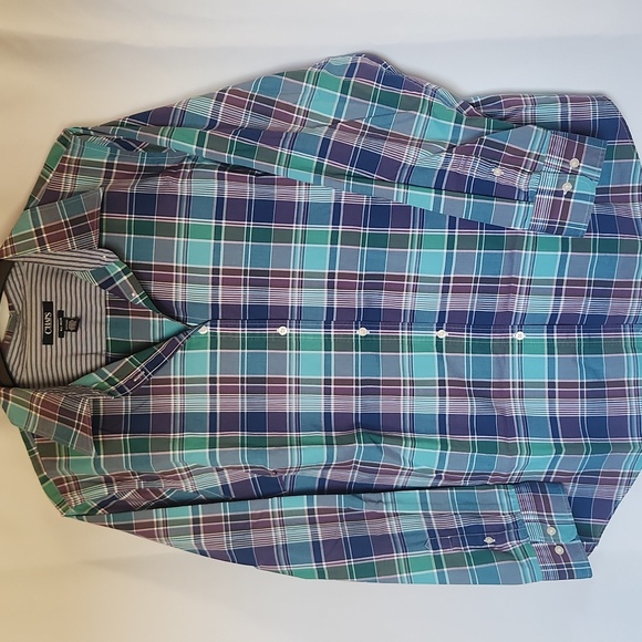 Chaps Womens Shirt 1X Blue Purple Plaid Button Down Long Sleeve No Iron Cotton - Picture 1 of 8